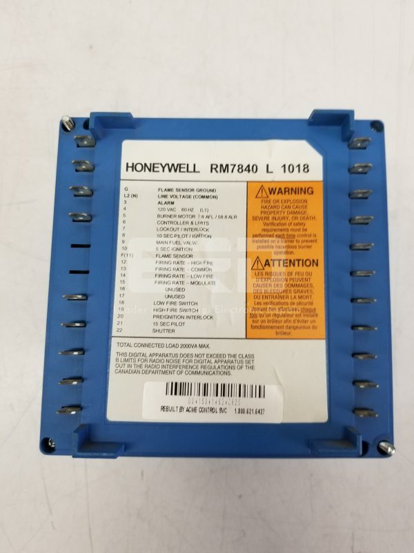 Honeywell rm7840-l-1018 burner control w amp