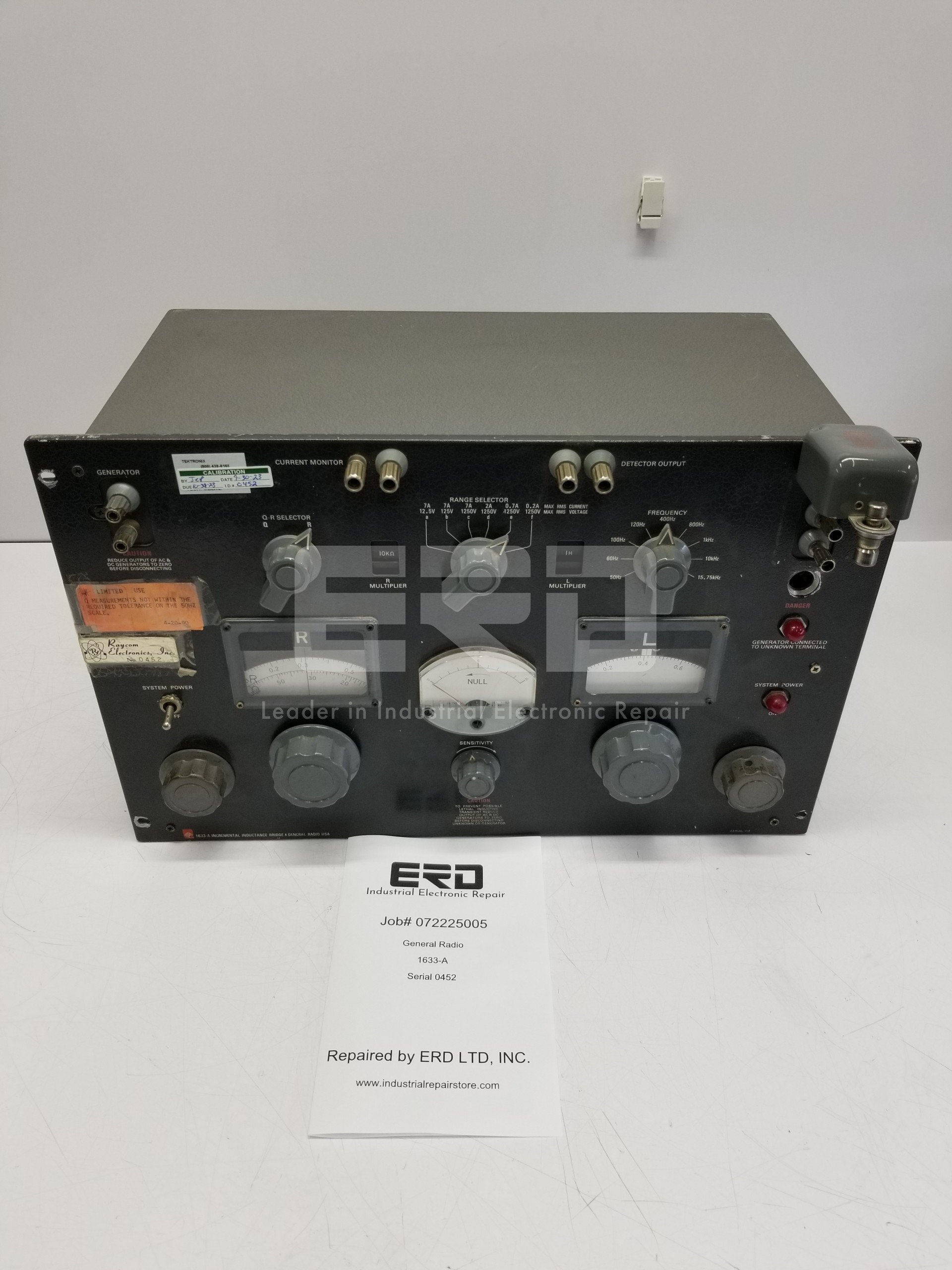 General Radio 1633-A Inductance Bridge - ERD Industrial Repair Store